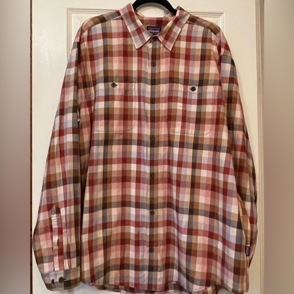 Patagonia Other - Patagonia Flannel Plaid Long Sleeve Shirt  Men’s XL Organic Cotton Brown Tan